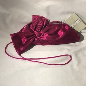 Merona Pink Bow Satin Festive Clutch Crossbody Purse Bag